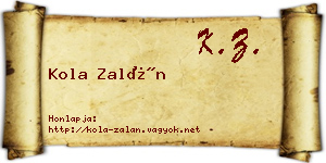 Kola Zalán névjegykártya