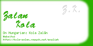 zalan kola business card